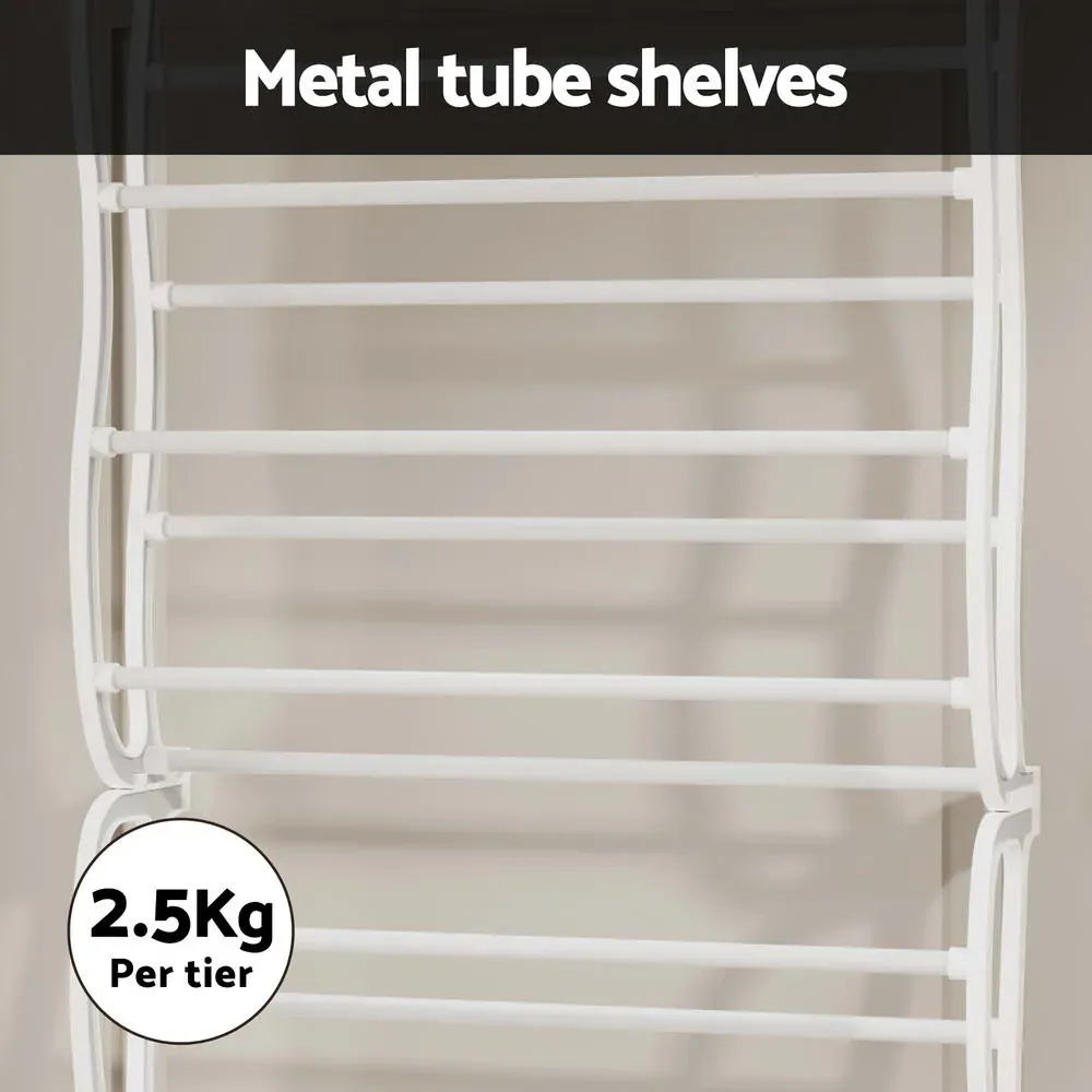Shoe Rack 12-tier 24 Pairs Wall Mounted Metal Plastic Shoe Shleves White Price