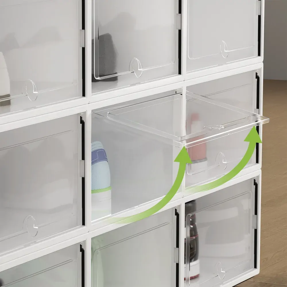 Shoe Box Set of 24 Storage Case Stackable Plastic Shoe Cabinet Cube White Price