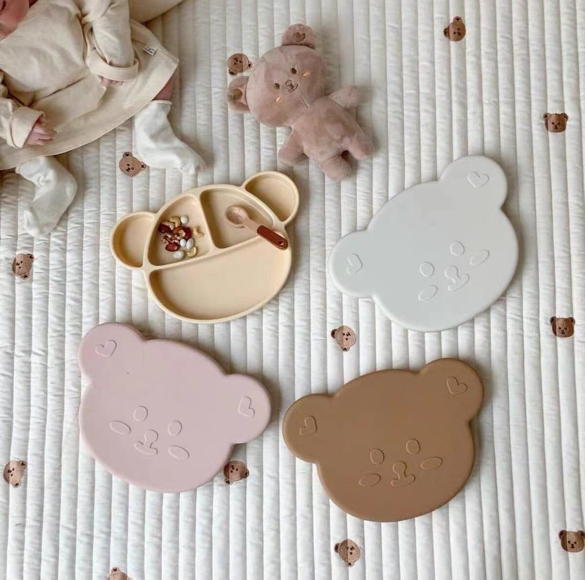 Bear Silicone Suction Food Plate with Silicone Lid Oatmeal Price