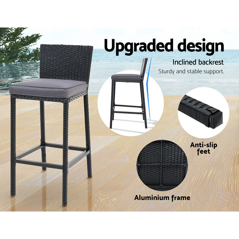 5-Piece Outdoor Bar Set Dining Table Stools Wicker Patio Setting Price