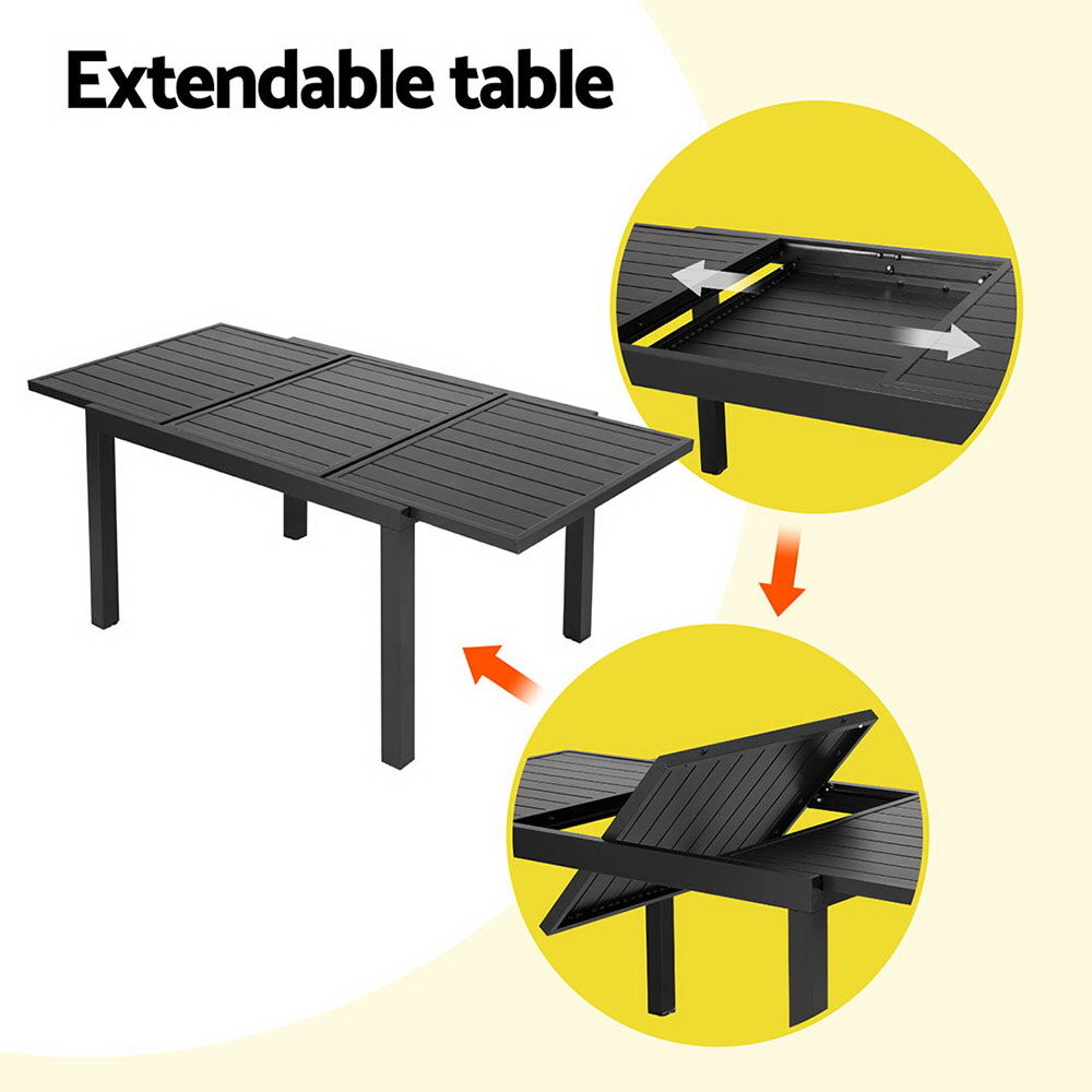 Gardeon Outdoor Dining Set 5 Piece Aluminum Extendable Table Setting Black Price