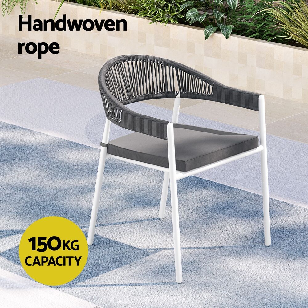 Gardeon Outdoor Dining Set 9 Piece Steel Table Chairs Setting White Price