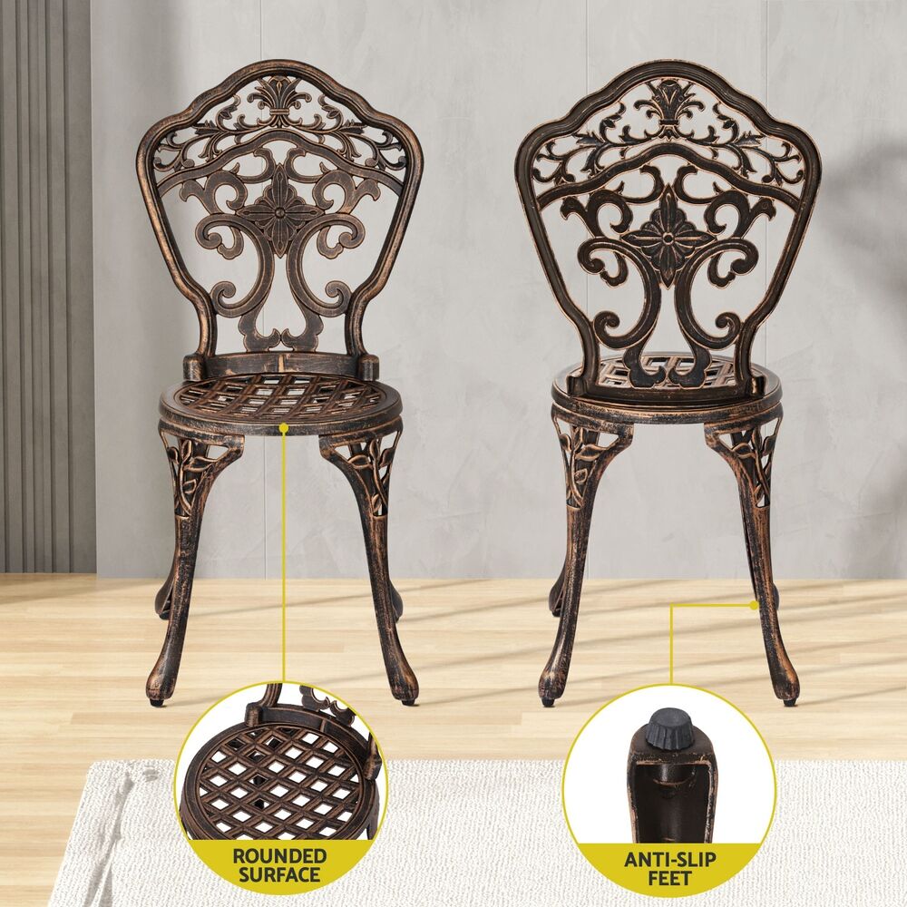 Gardeon Outdoor Dining Set 5 Piece Chairs Table Cast Aluminum Patio Brown Price