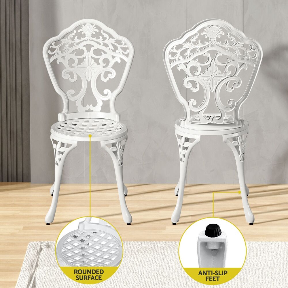 Gardeon Outdoor Dining Set 5 Piece Chairs Table Cast Aluminum Patio White Price