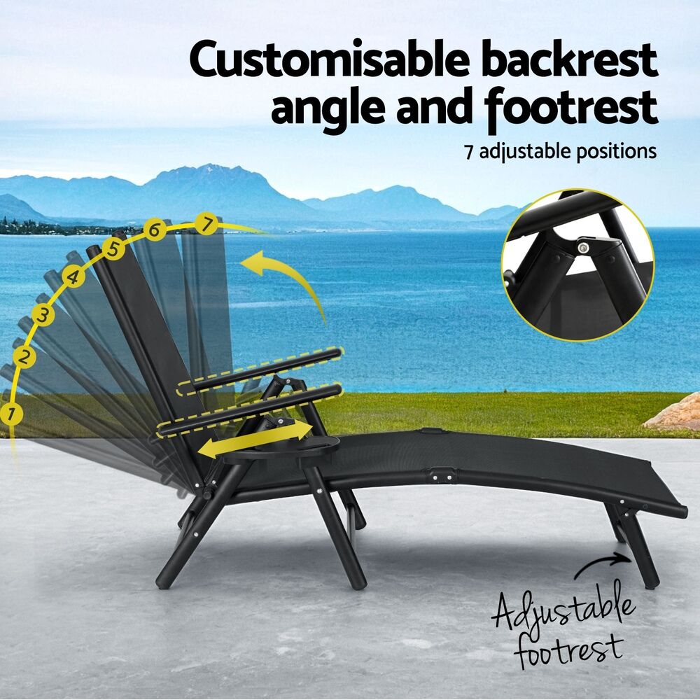 Gardeon Sun Lounge Outdoor Lounger Aluminium Folding Beach Chair Camping Patio Price