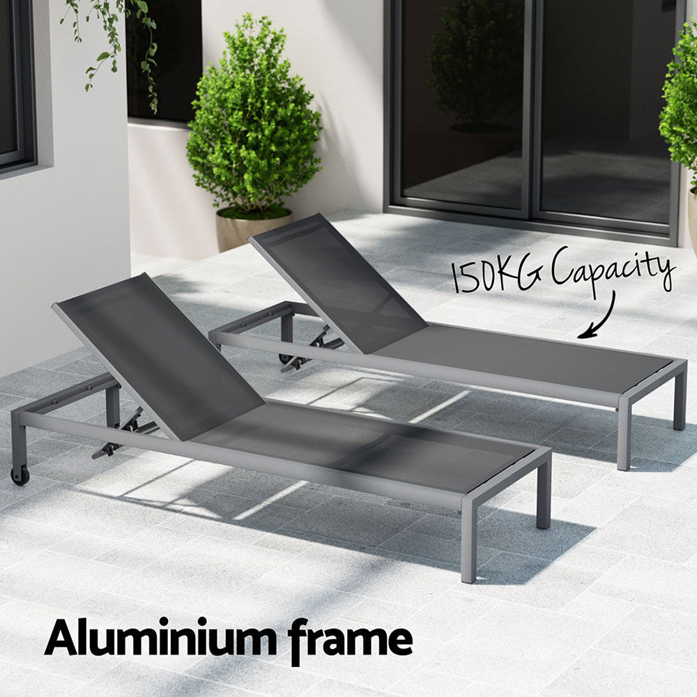 Gardeon Sun Lounge Outdoor Lounger Aluminium Folding Beach Chair Wheels Patio Price