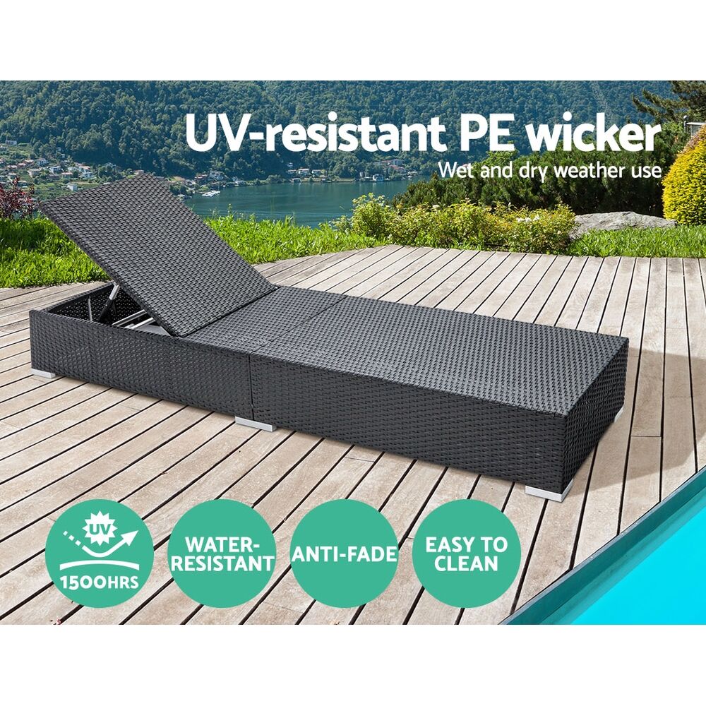 Gardeon Sun Lounge Wicker Lounger Outdoor Furniture Day Bed Adjustable Rattan Garden Cover Price