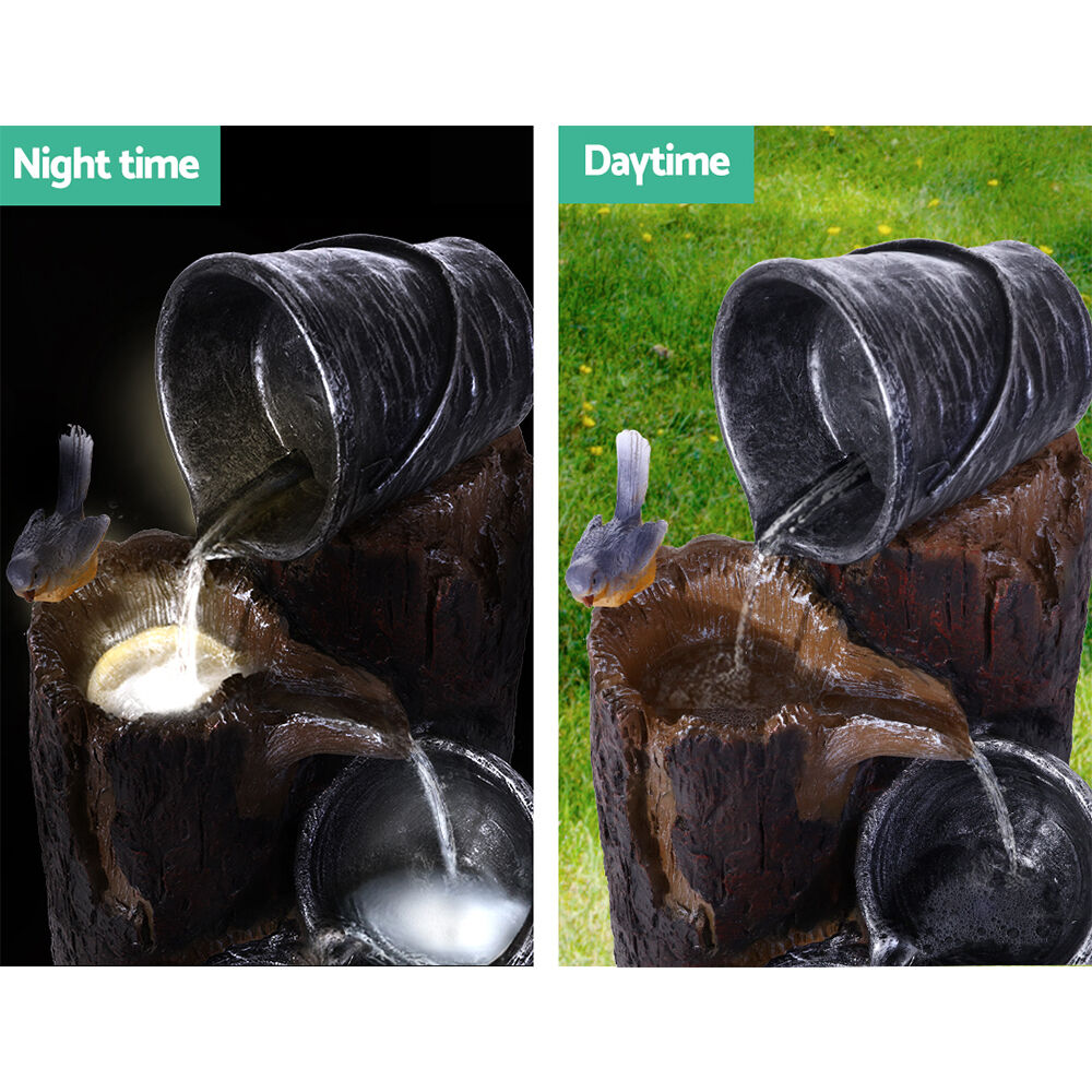 Gardeon Solar Water Feature Cascading Fountain 3-Tier Bucket LED light Bird 76CM Price