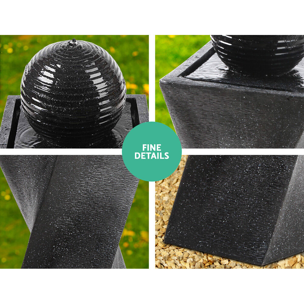 Gardeon Solar Water Feature Twisted Fountain LED Light Bird Bath 85CM Black Price