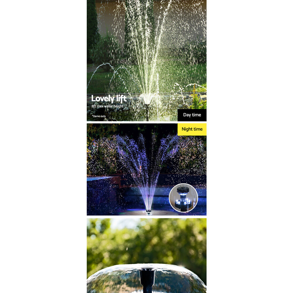 Gardeon Solar Pond Pump Submersible Water Fountain with Battery Kit LED Lights 6.6FT Price