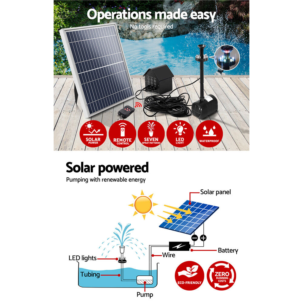 Solar Pond Pump with Battery Kit LED Lights 8.8 FT Price