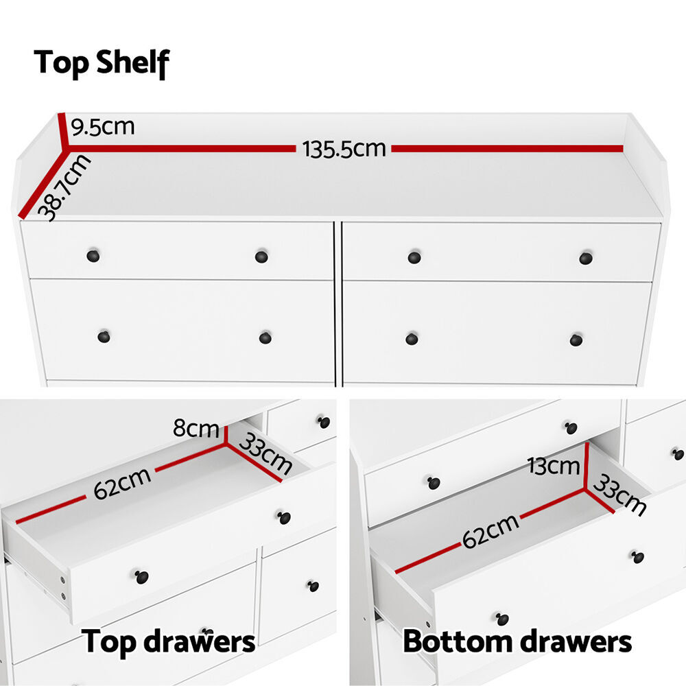 Artiss 6 Chest of Drawers - PETE White Price
