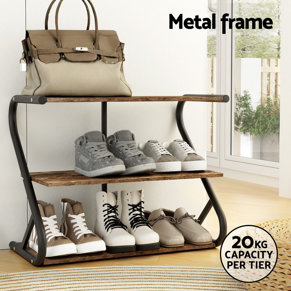 Artiss Shoe Rack Cabinet Shoe Storage Stand 3 Tiers Black Price