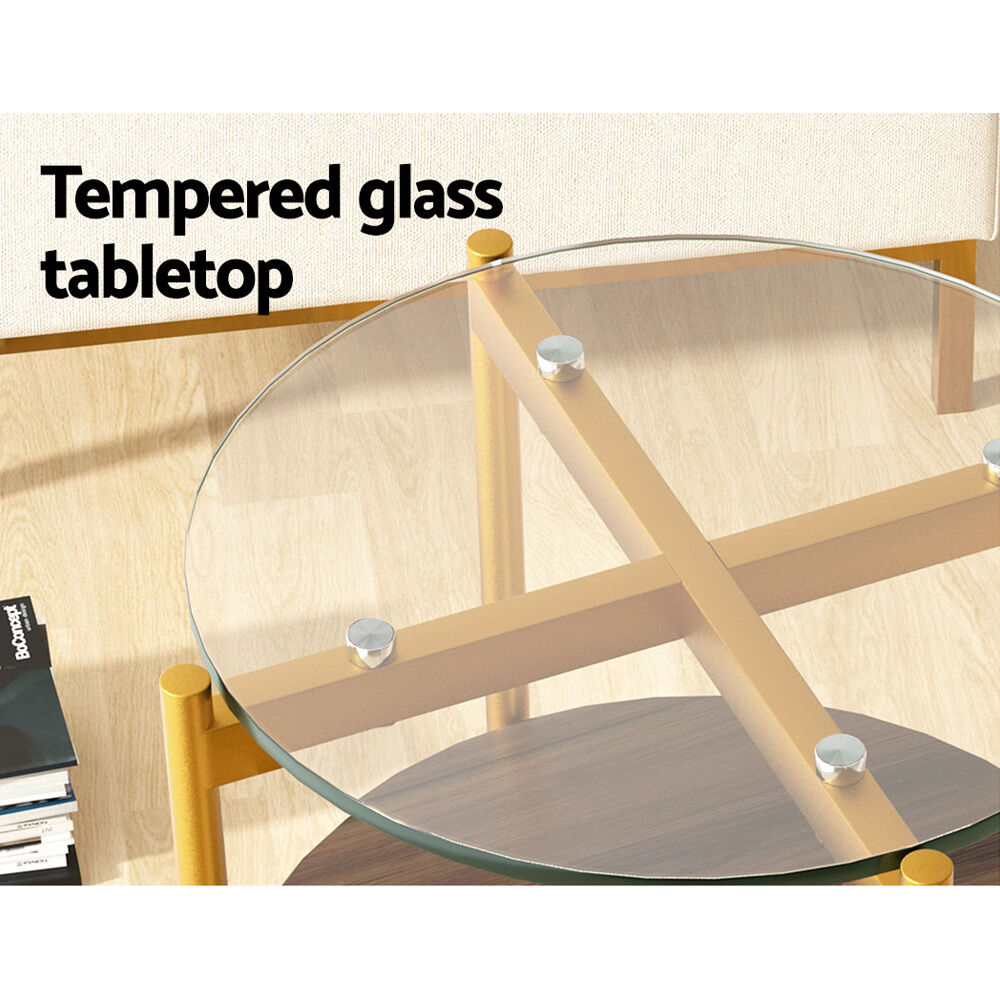 Coffee Table 45CM Round Tempered Glass Carol Price