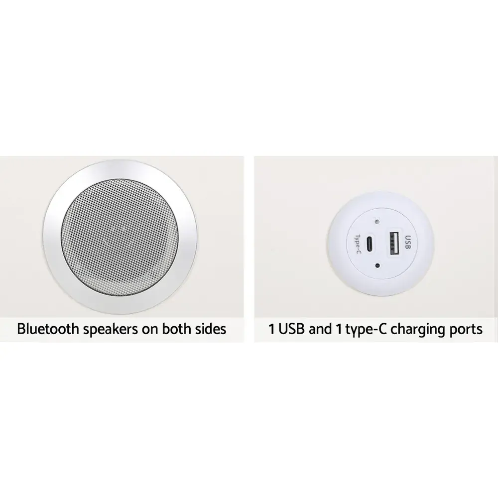 Smart Bedside Table 2 Drawers with Wireless Charging Ports LED White AIKA Price