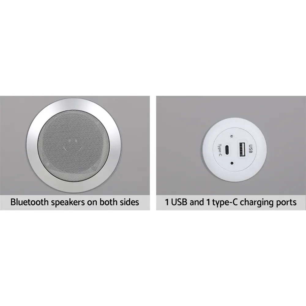 Smart Bedside Table 2 Drawers with Wireless Charging Ports LED Grey AIDA Price