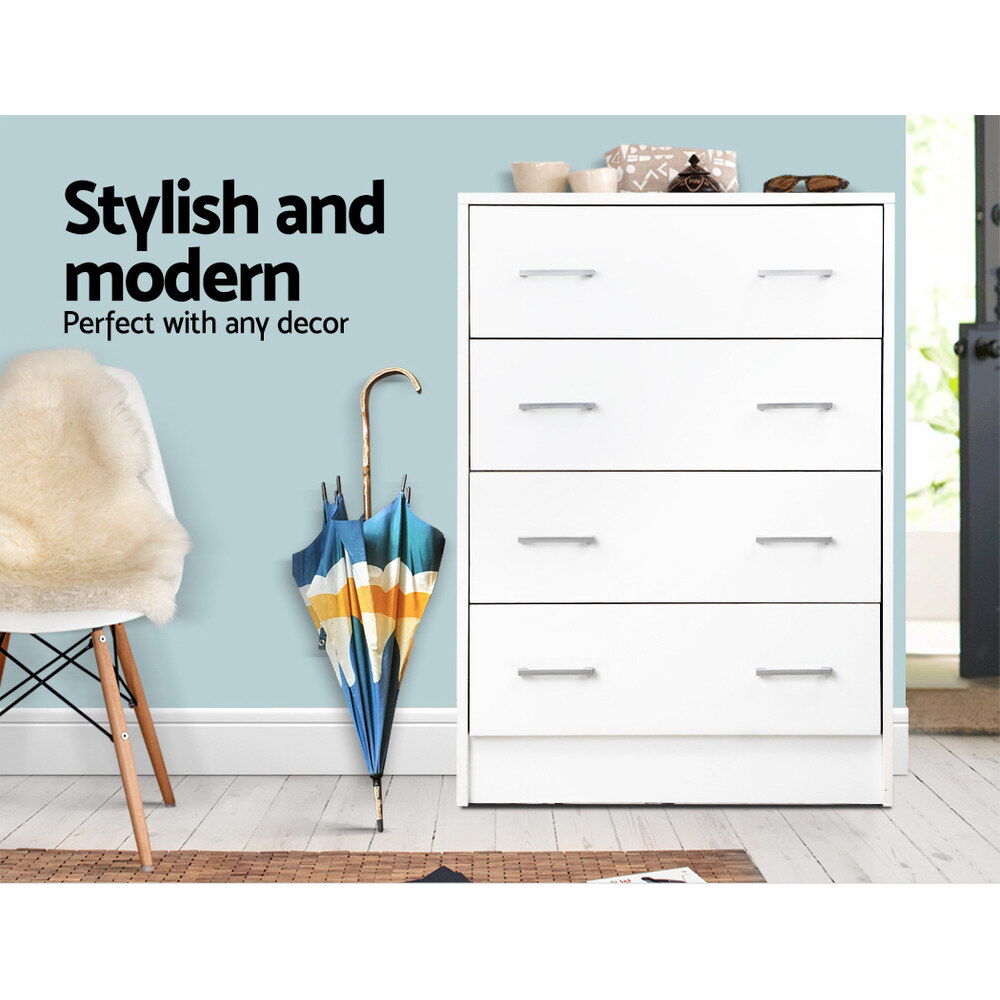 Artiss 4 Chest of Drawers - ANDES White Price