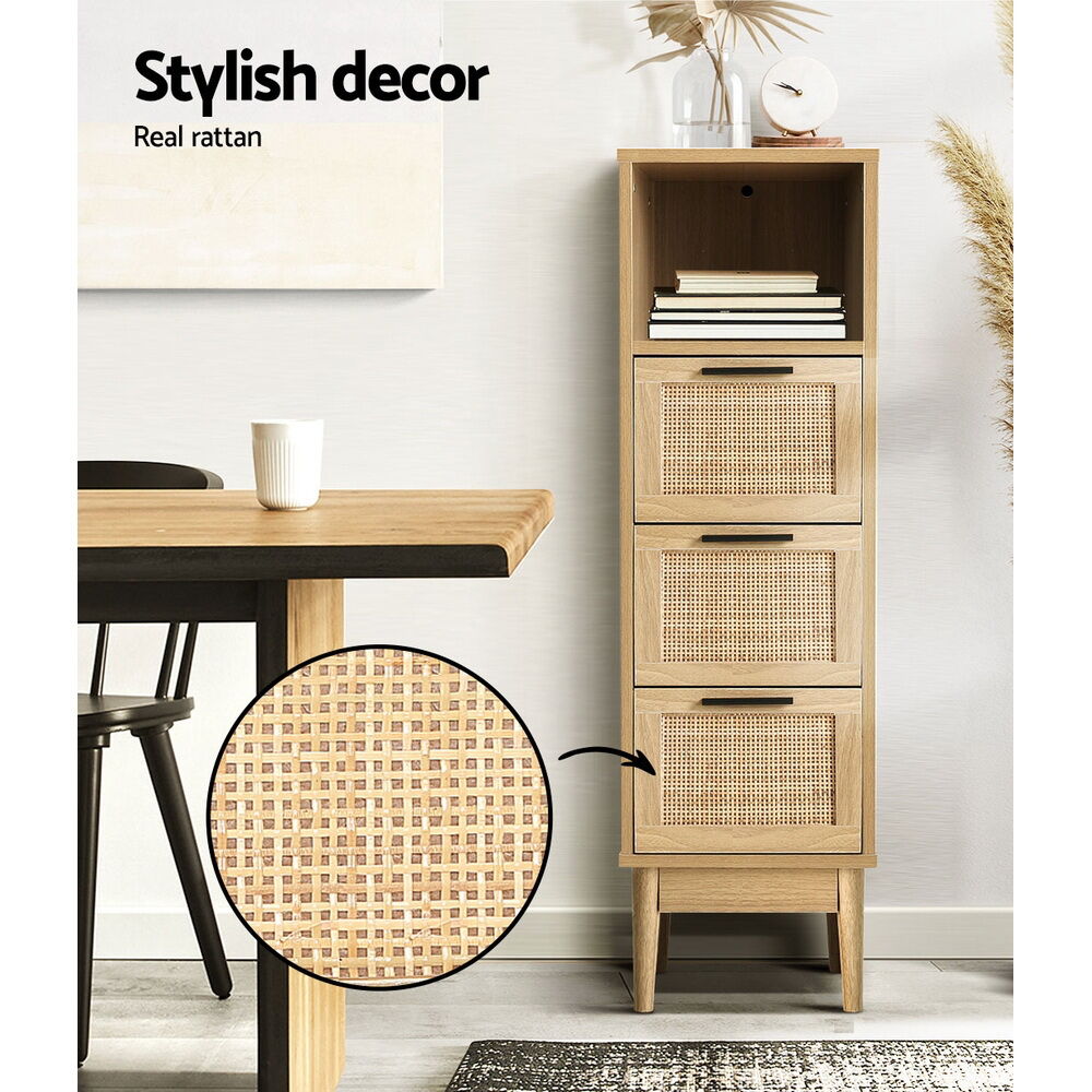 Artiss 3 Chest of Drawers with Shelf - BRIONY Oak Price