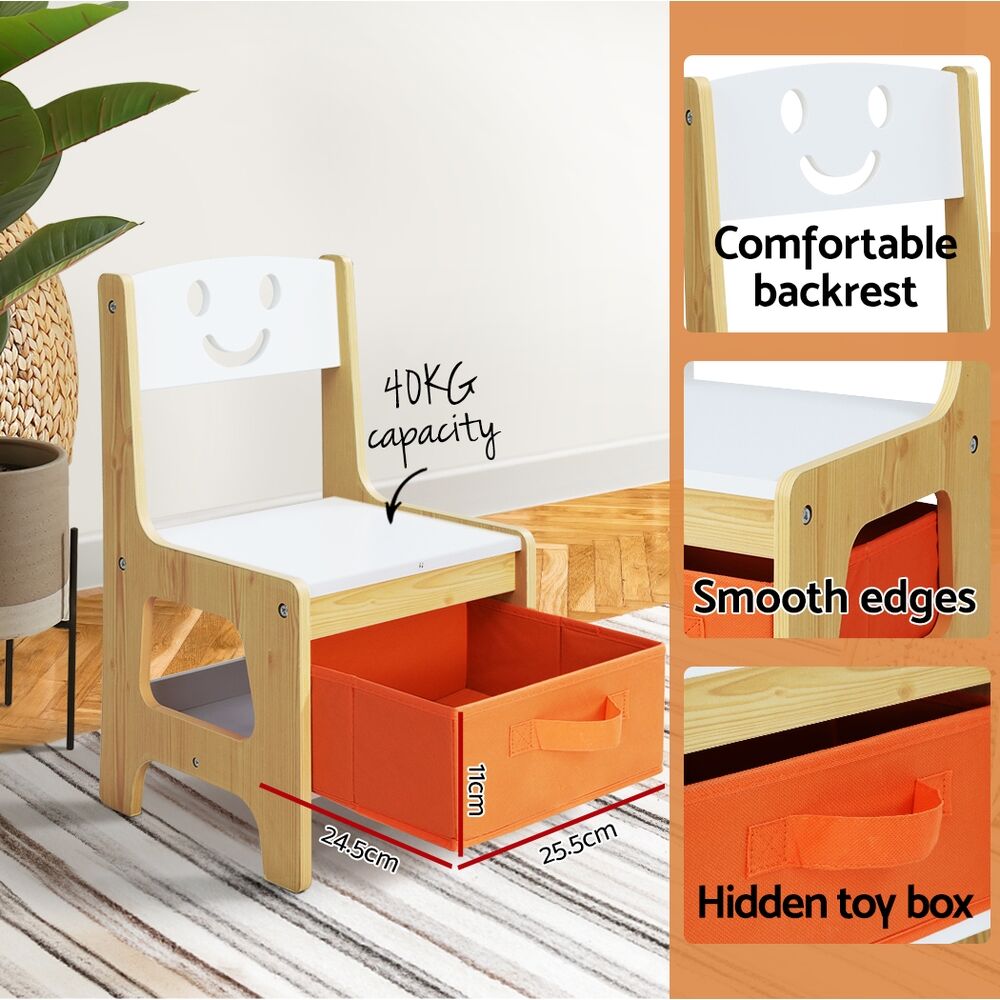 3PCS Kids Table and Chairs Set Activity Desk Chalkboard Toys Storage Box Price