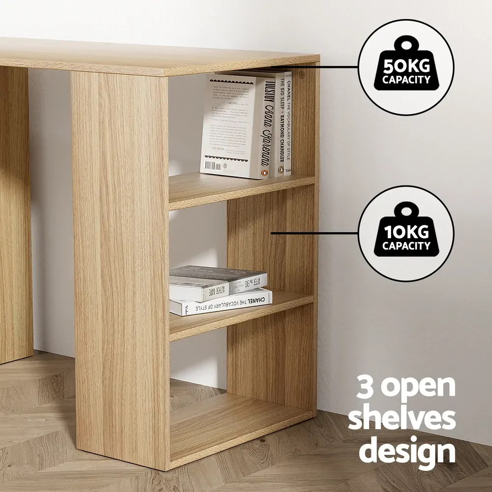 Computer Desk Drawer Shelf Home Office Study Table Rattan Oak 120CM Price