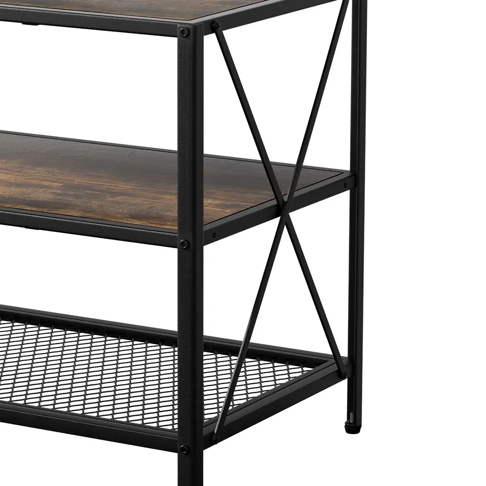 Entertainment Unit TV Stand 3-tier Display Shelves Vintage Rustic Walnut Price