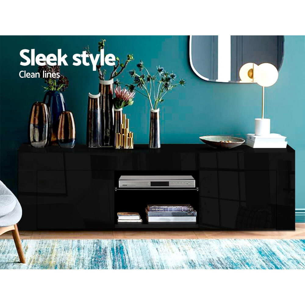 Artiss Entertainment Unit TV Cabinet LED 130cm Black Angus Price
