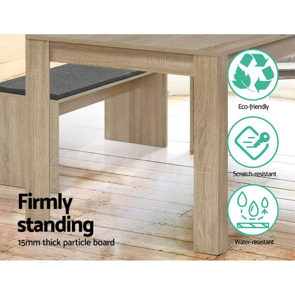Artiss Dining Table Rectangular 4 Seater 120CM Oak Natu Price