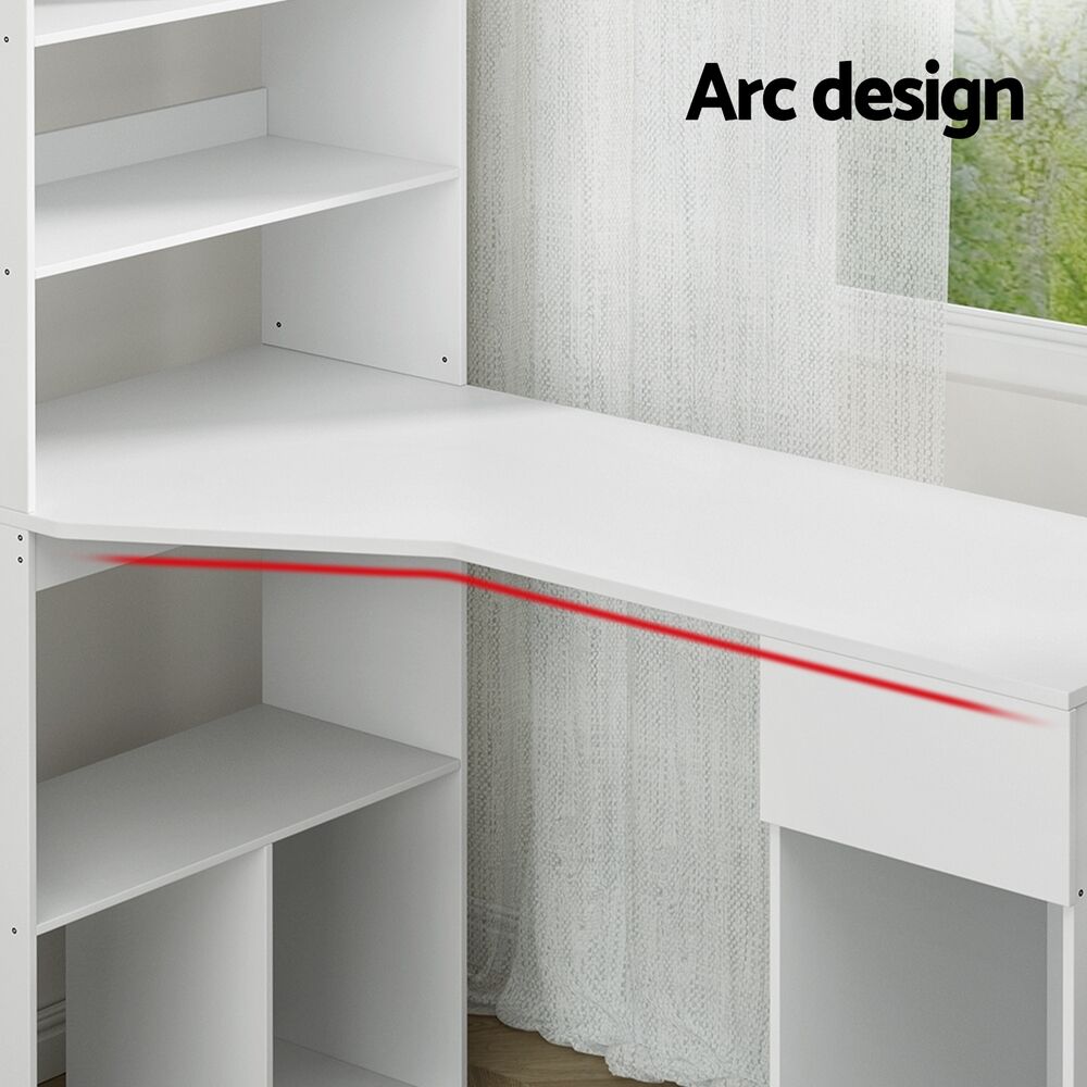 Computer Desk Bookshelf Drawer Cabinet White 120CM Price