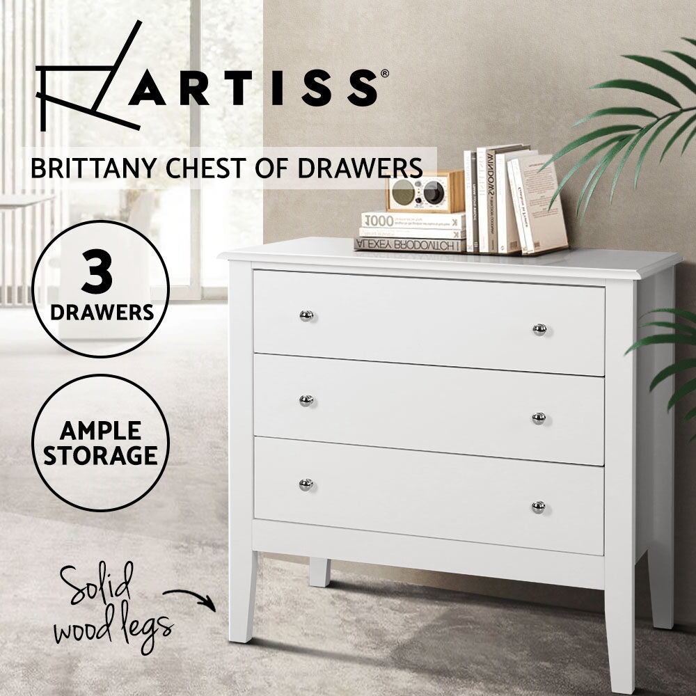 3 Chest of Drawers - BRITTANY White Price