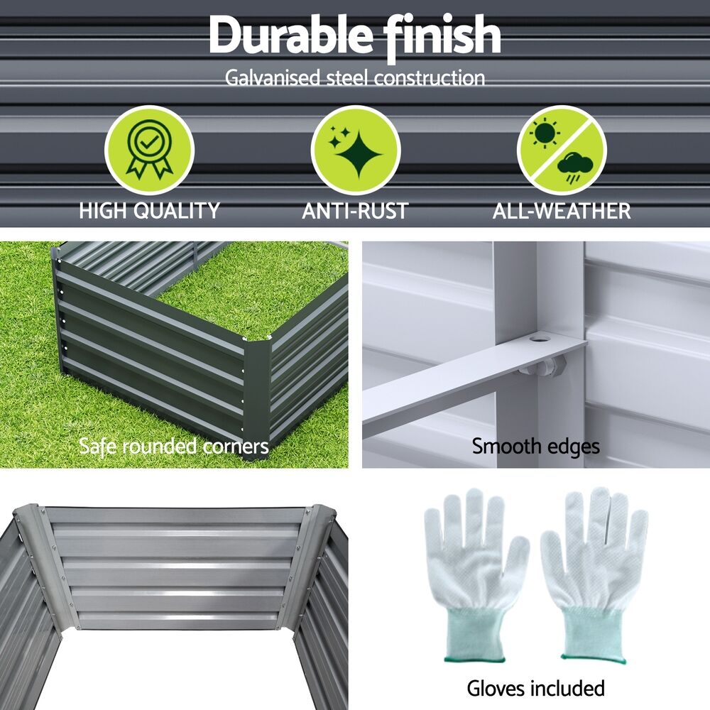 Green Fingers Garden Bed 240X80X45cm Planter Box Raised Container Galvanised Herb Price