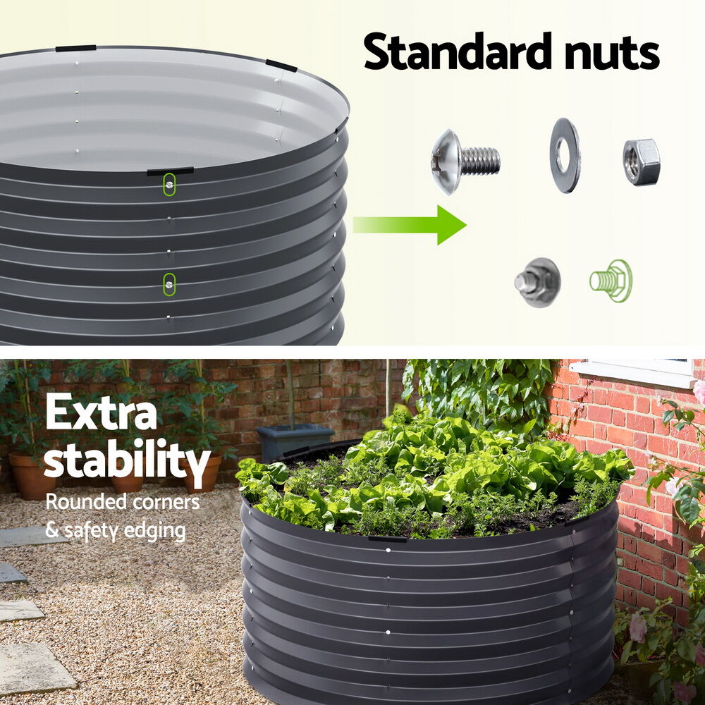 Green Fingers Garden Bed 90X45cm Round Latches Planter Box Raised Galvanised Herb Price