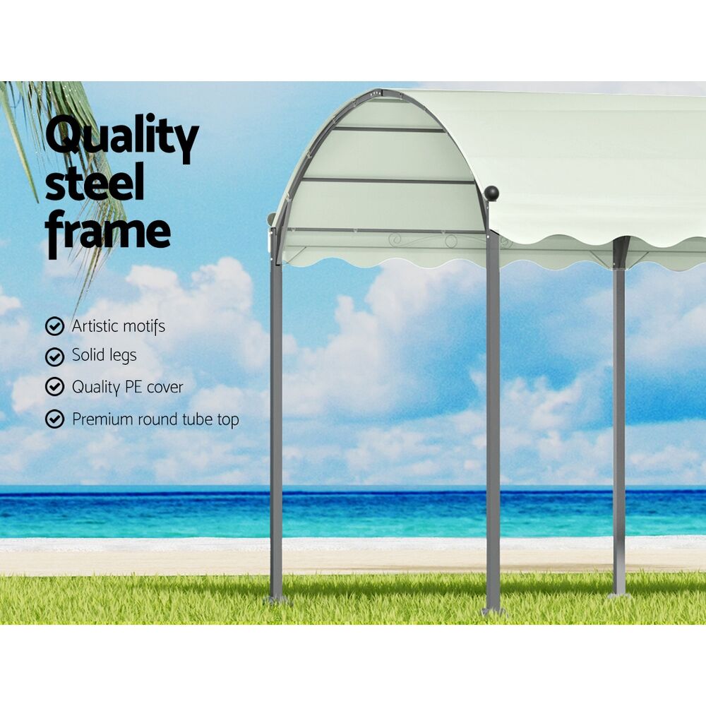 Gazebo Marquee 4x3m Outdoor Event Wedding Tent Camping Party Shade Iron Art Canopy Beige Price