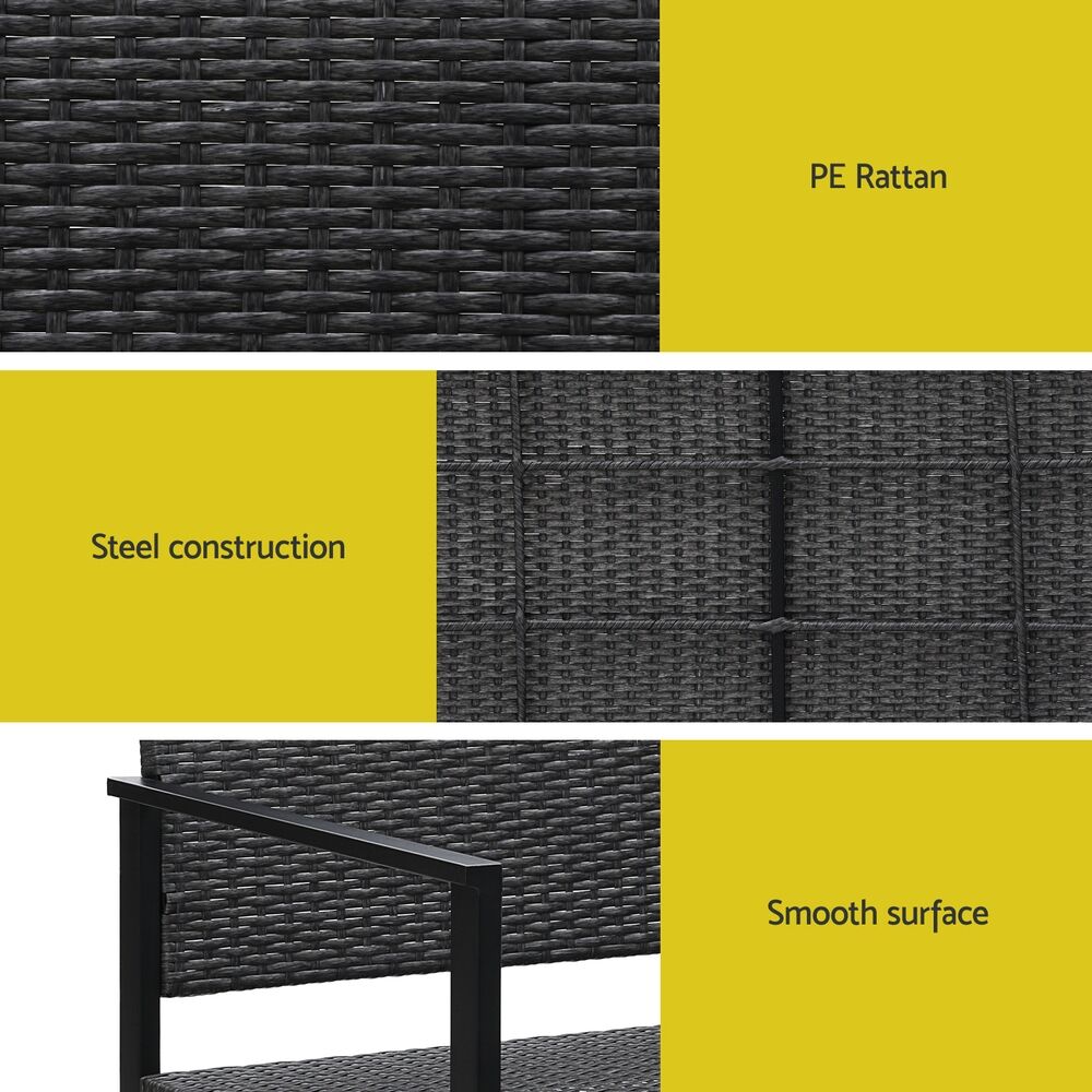 Gardeon Outdoor Garden Bench Seat Rattan Chair Steel Patio Furniture Park Grey Price