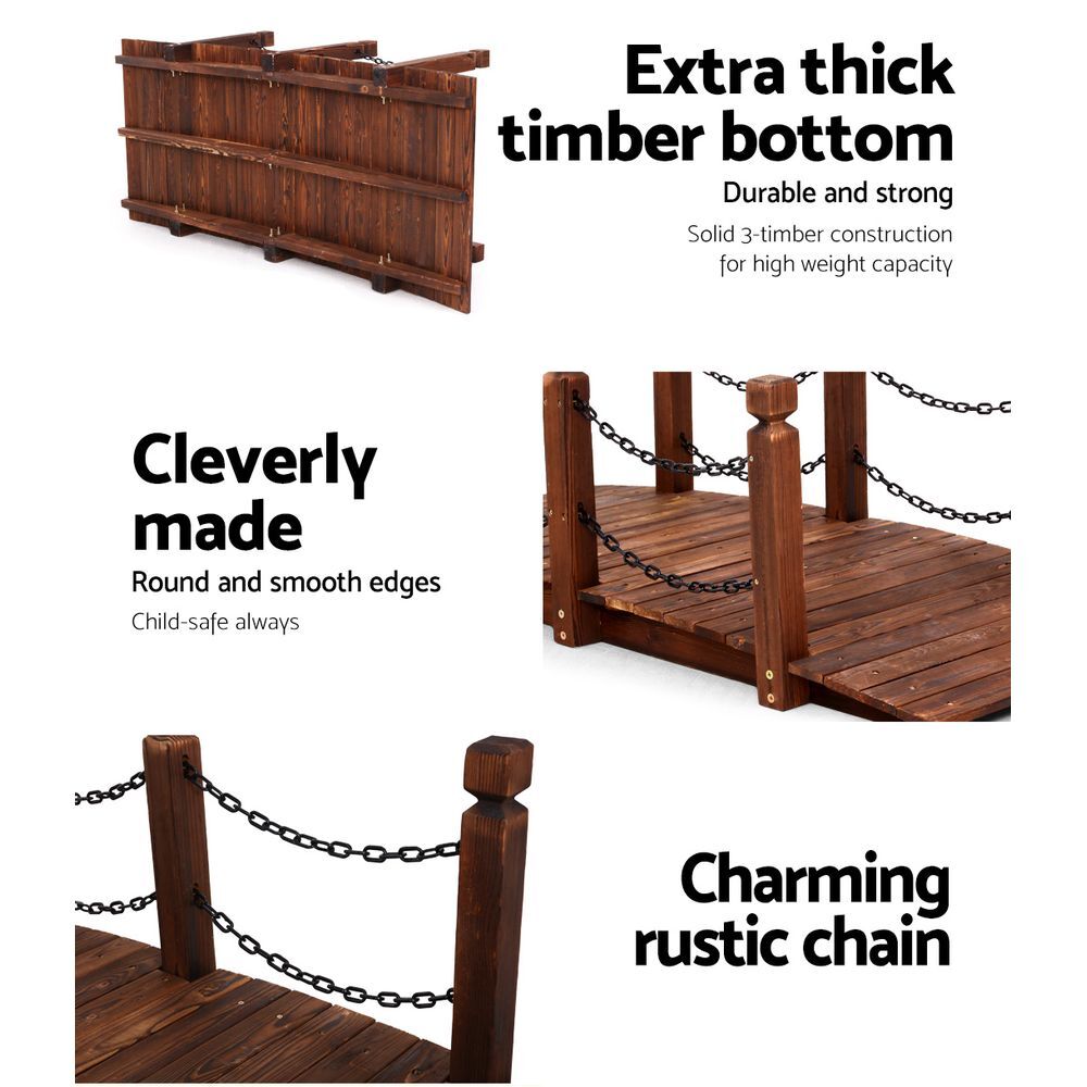 Gardeon Garden Decor Outdoor Ornament Wooden Bridge Chain 160cm Price