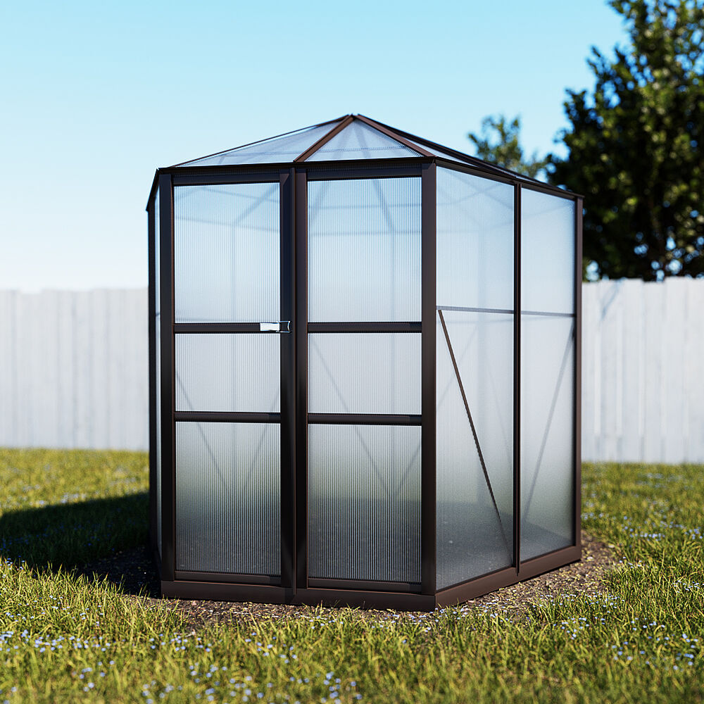 Greenhouse 2.4x2.1x2.32M Aluminium Polycarbonate Green House Garden Shed Price