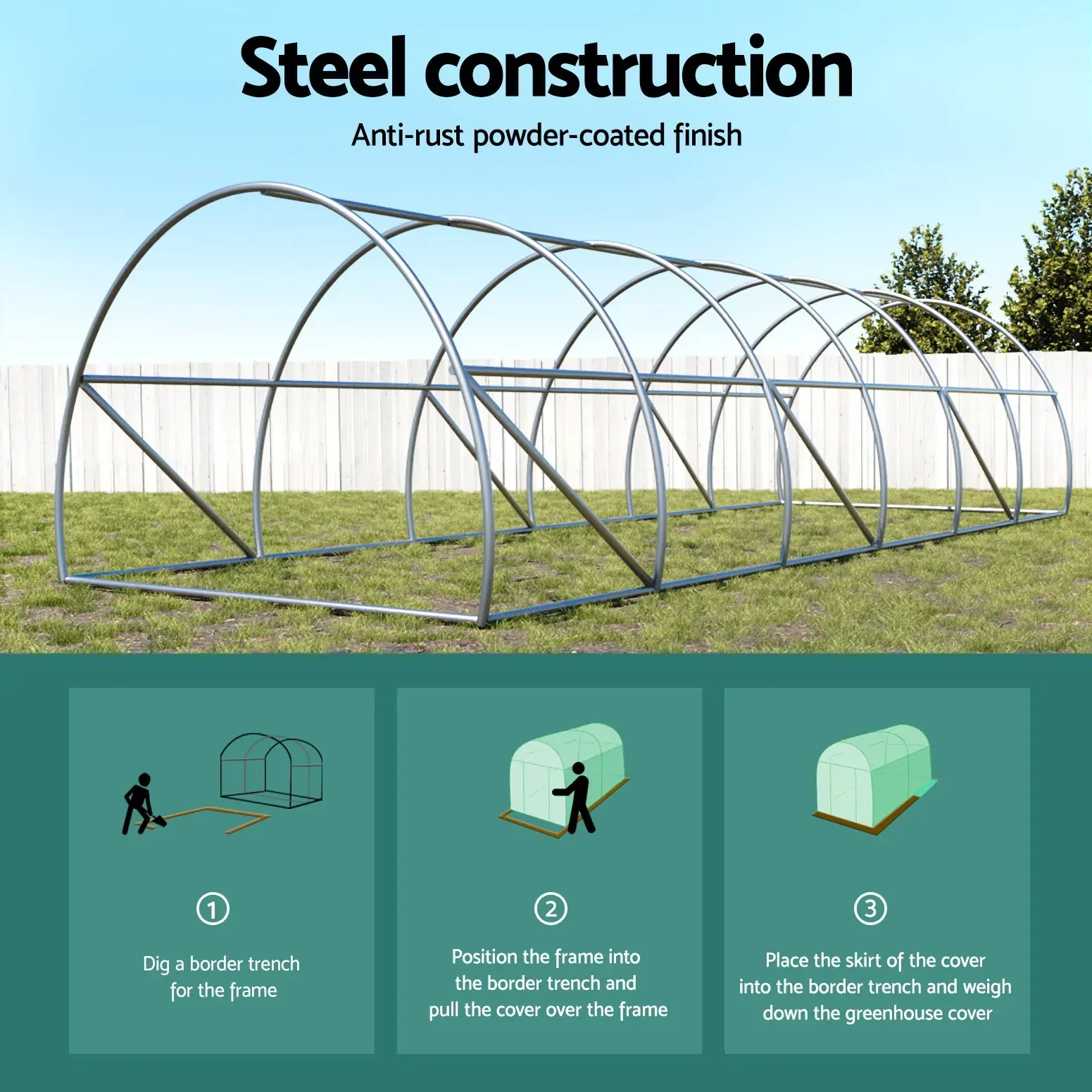 Greenfingers Greenhouse Walk in Green House Tunnel Plant Garden Shed Dome 9x3x2M Price