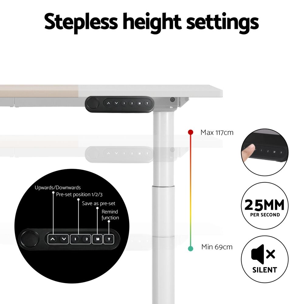 Artiss Standing Desk Motorised Electric Dual Motor 140CM White Pine Price