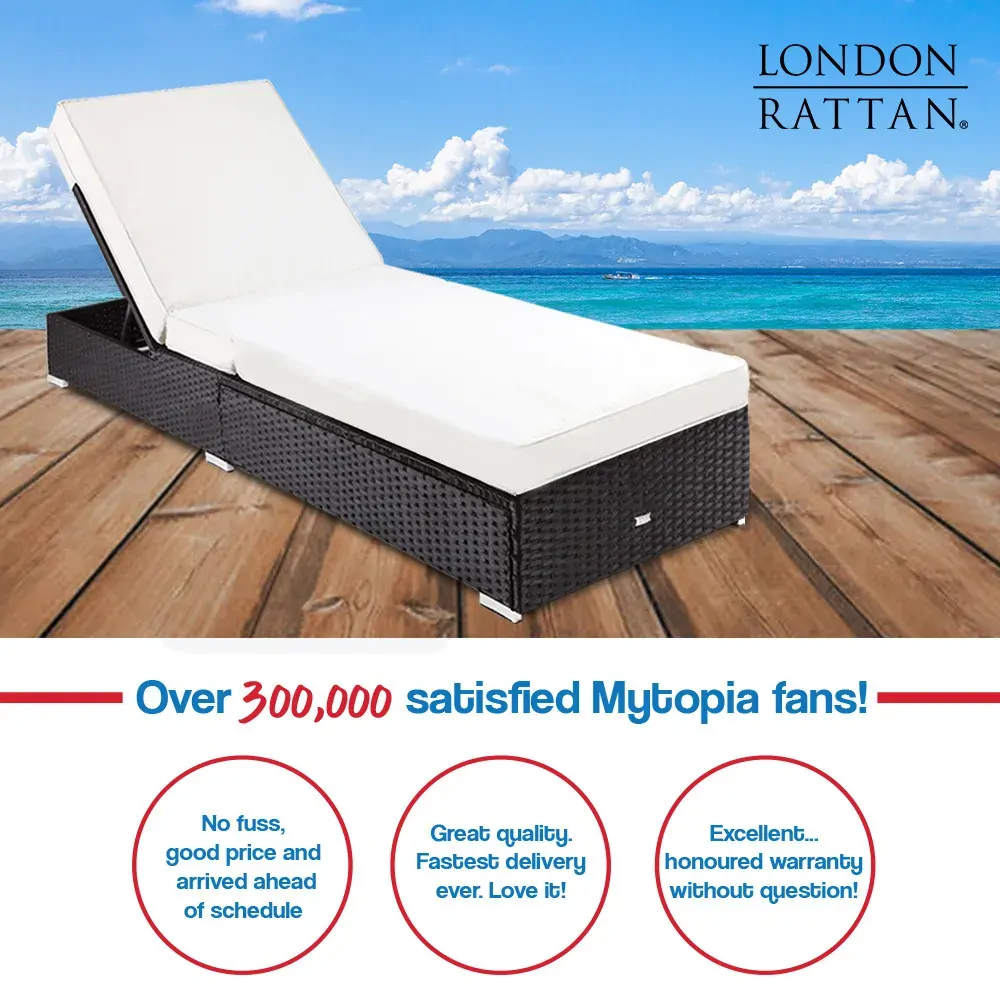 LONDON RATTAN Wicker Premium Outdoor Sun Lounge Pool Furniture Bed. Price