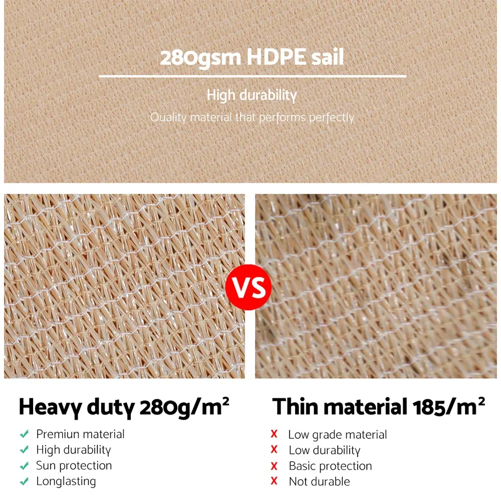 98% UV Sun Shade Sail Cloth Shadecloth Rectangle Canopy 280gsm Price
