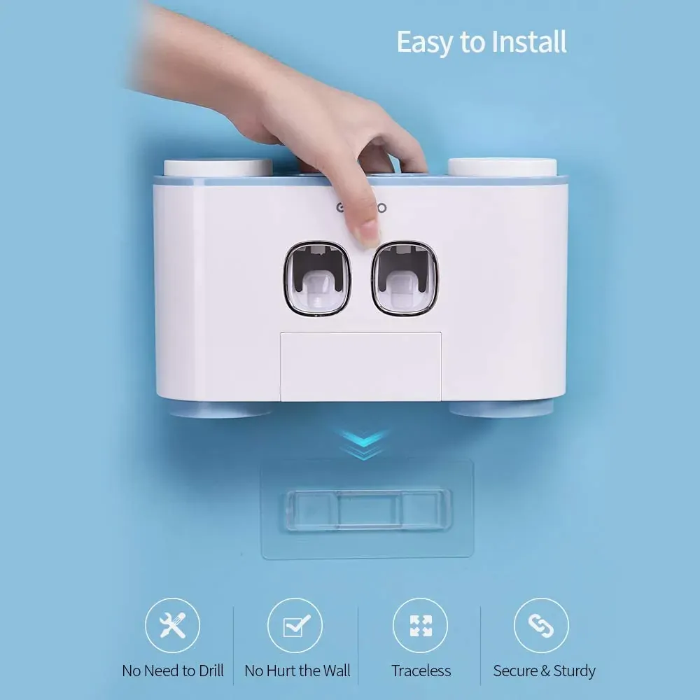 Ecoco Wall-Mounted Toothbrush Holder with 2 Toothpaste Dispensers 4 Cups and 5 Toothbrush Slots Toiletries Bathroom Storage Rack Price