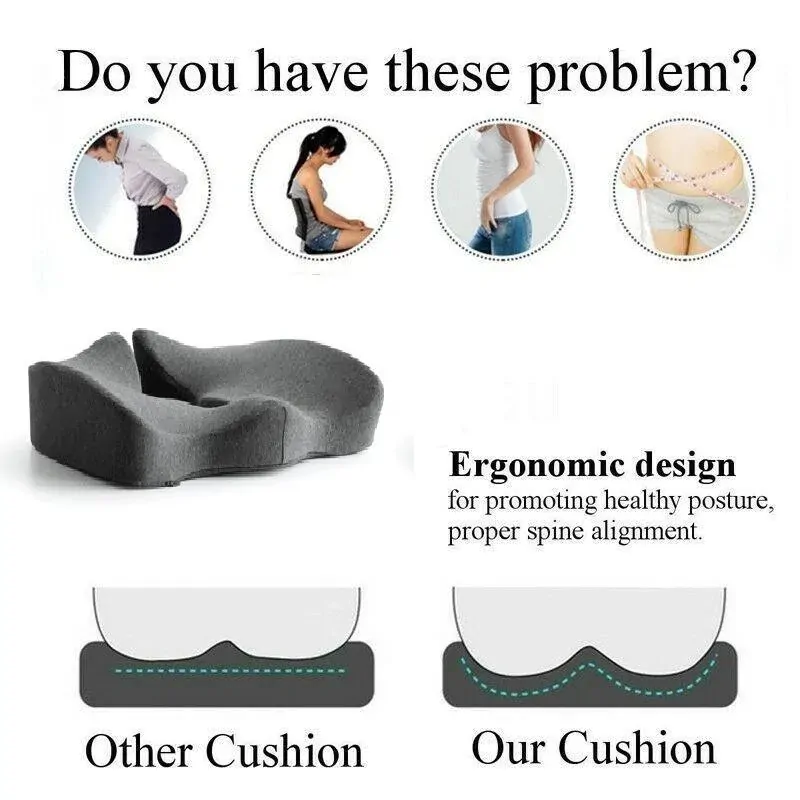 Premium Memory Foam Seat Cushion Coccyx Orthopedic Back Pain Relief Chair Pillow Office Price