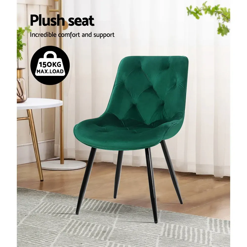 Set of 2 Starlyn Dining Chairs Kitchen Chairs Velvet Padded Seat Price