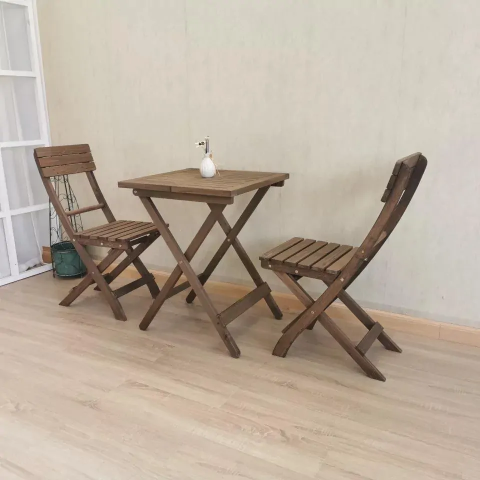 Folding Bistro Set Solid Fir Wood Table Garden Outdoor Lounge Price