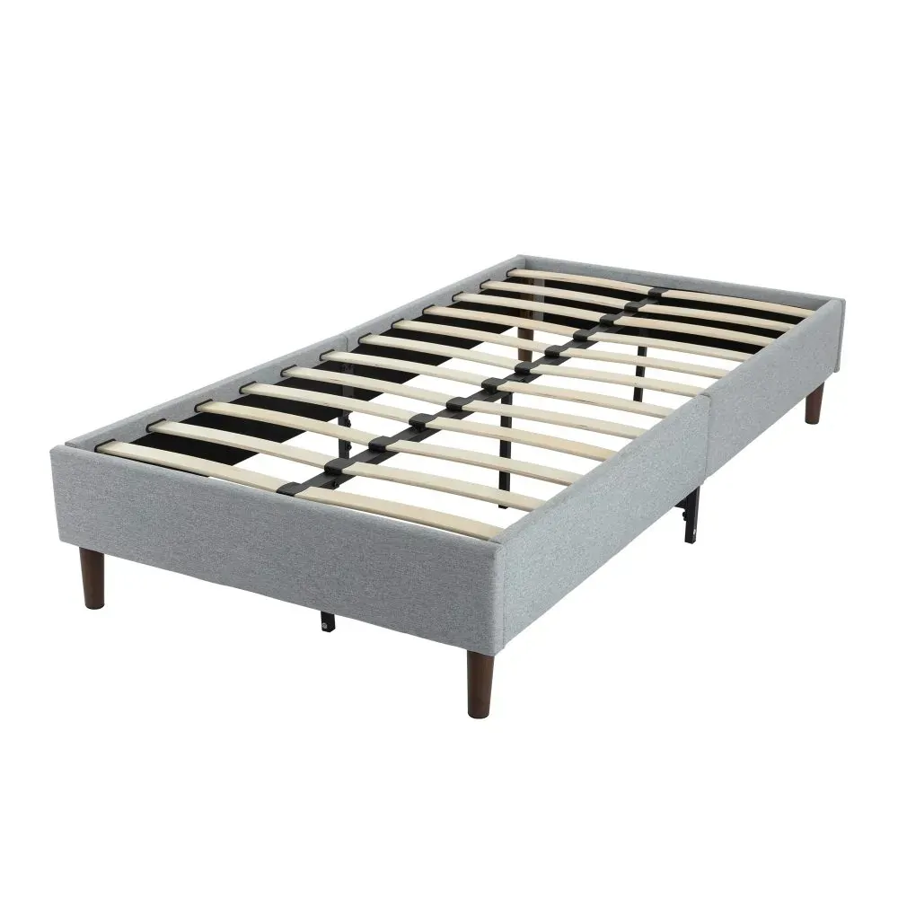 Bedframe with Wooden Slats (Light Grey) Price