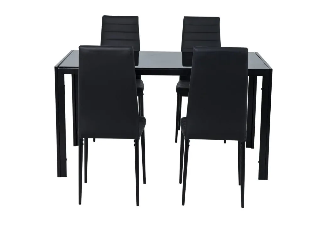 5PC Indoor Dining Table and Chairs Dinner Set Glass Leather Kitchen Price