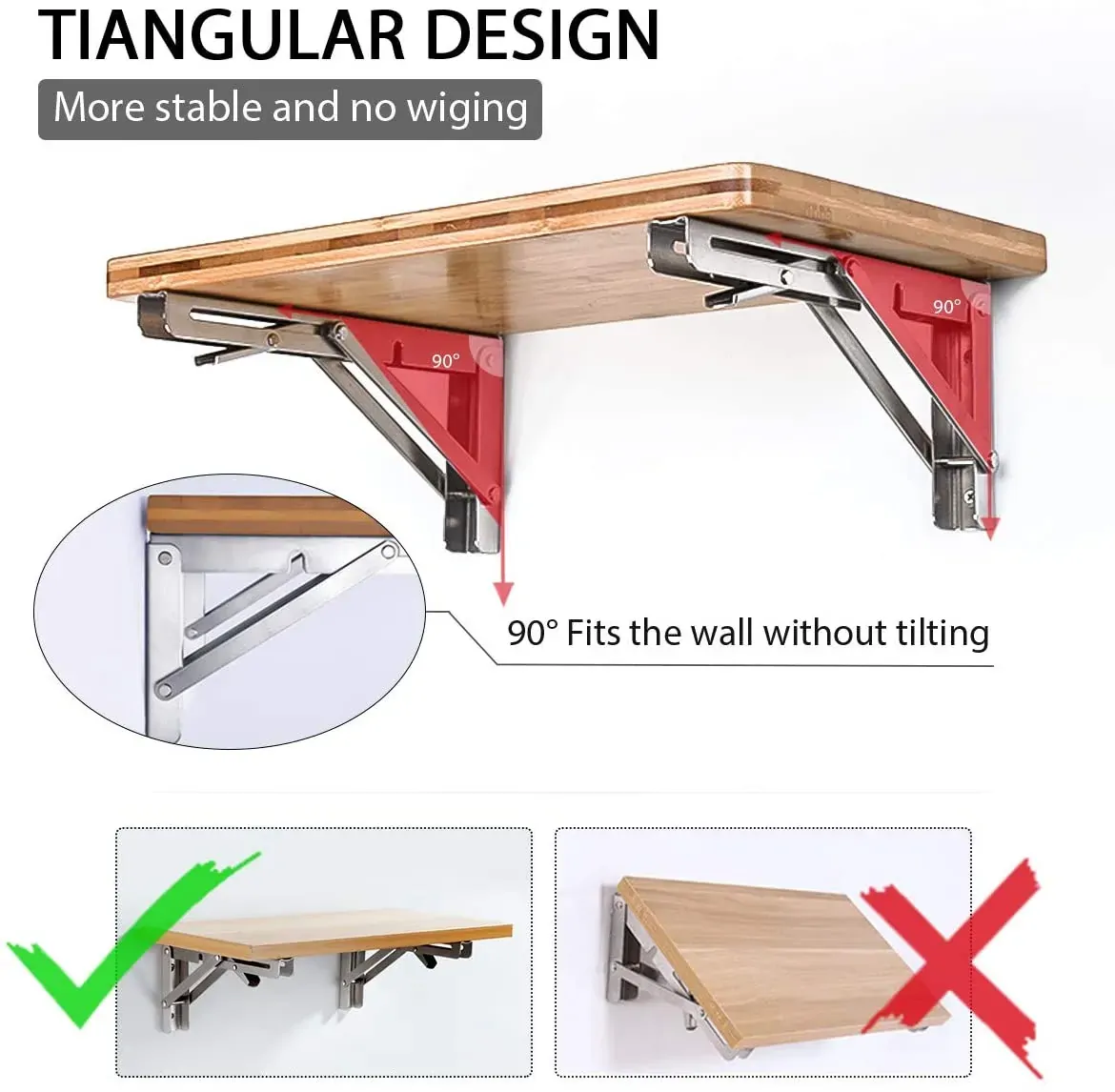 2PCS Steel Wall Mounted Folding Triangle Angle Shelf Support Bracket Rack Price