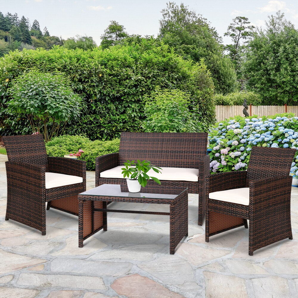 Set of 4 Outdoor Lounge Setting Rattan Patio Wicker Dining Set Price