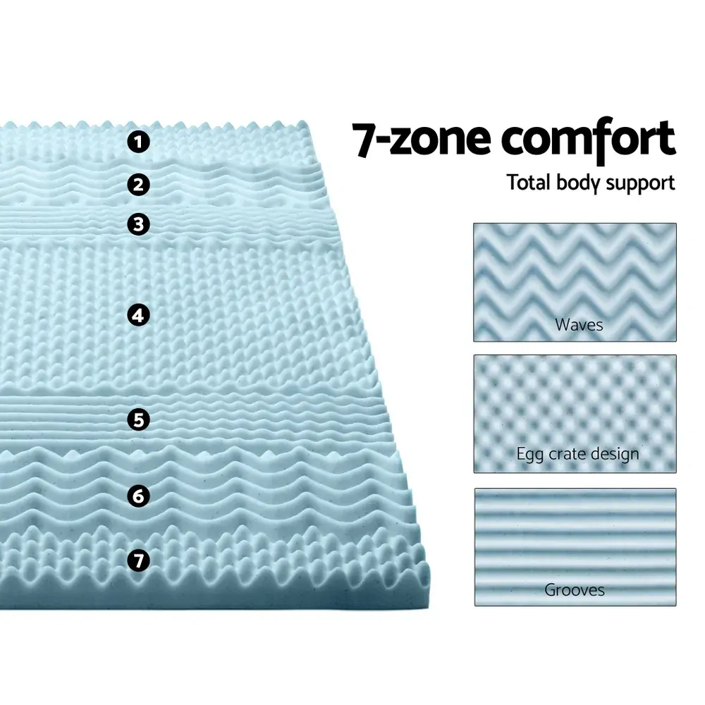 Bedding Cool Gel 7-zone Memory Foam Mattress Topper w/Bamboo Cover 5cm Price