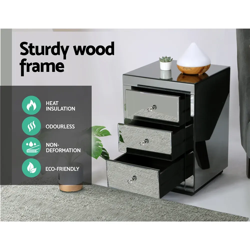Albury Mirrored Bedside table Drawers Furniture Mirror Glass Presia Price