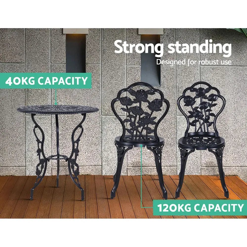3PC Outdoor Setting Cast Aluminium Bistro Table Chair Patio Price